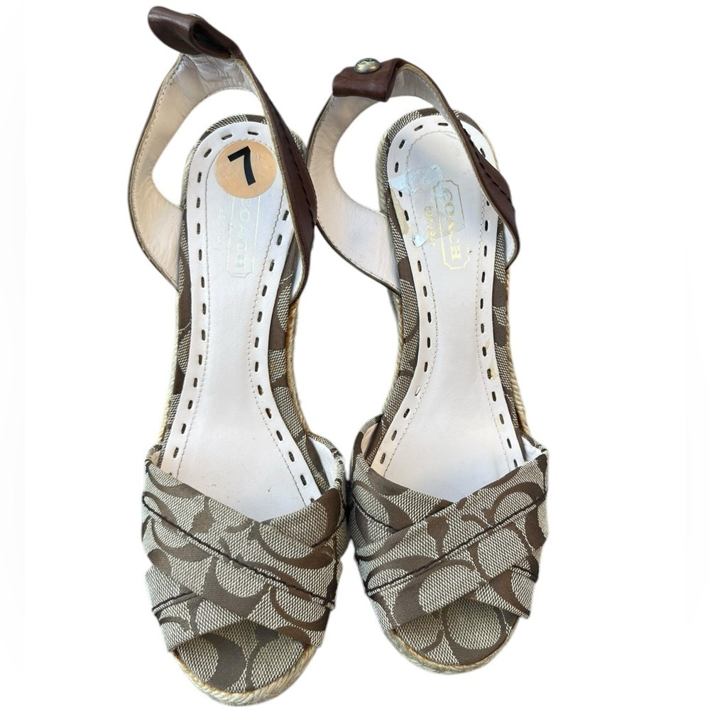NEW- Coach Monogram Wedges- Size 7 - Picture 2 of 10
